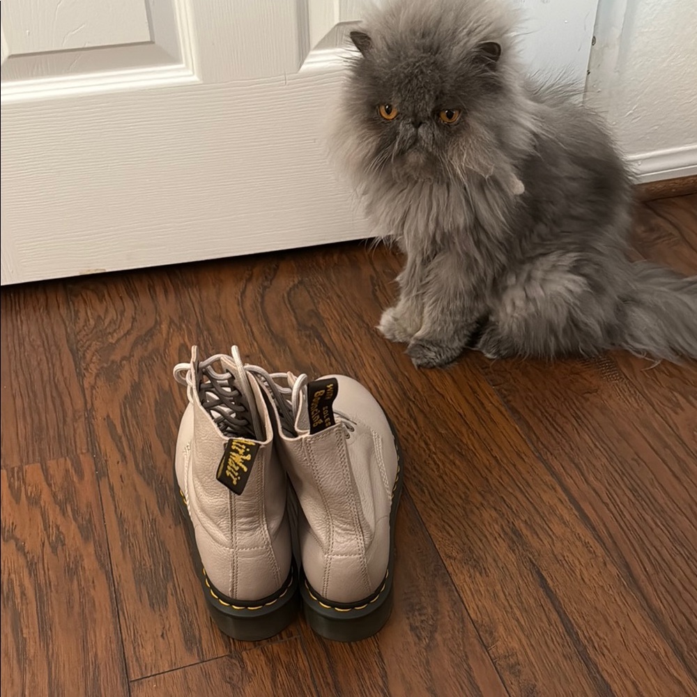 Dr. Martens Cream Ankle Boots with Chunky Sole - Picture 2 of 6